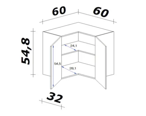 Flex Well Eckhängeschrank Nano BxTxH 60 x 32 x 54 cm buche matt zerlegt Anschlag reversibel 00006897; 6897
