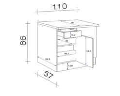 Flex Well Eckunterschrank Nepal BxTxH 110 x 60 x 86 cm kaschmir glänzend zerlegt Anschlag reversibel 00007555