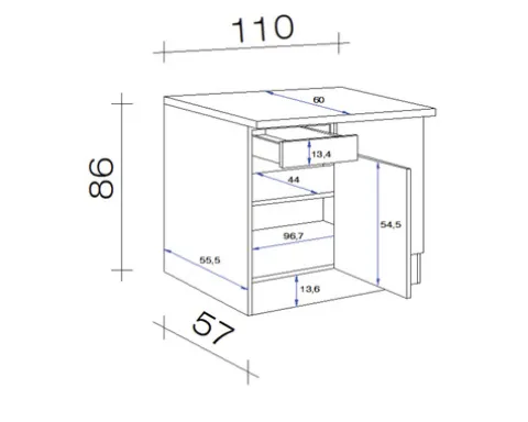 Flex Well Eckunterschrank Santo BxTxH 110 x 60 x 86 cm anthrazit matt zerlegt Anschlag reversibel 00011024