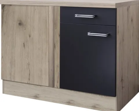 Flex Well Eckunterschrank Santo BxTxH 110 x 60 x 86 cm anthrazit matt zerlegt Anschlag reversibel 00011024