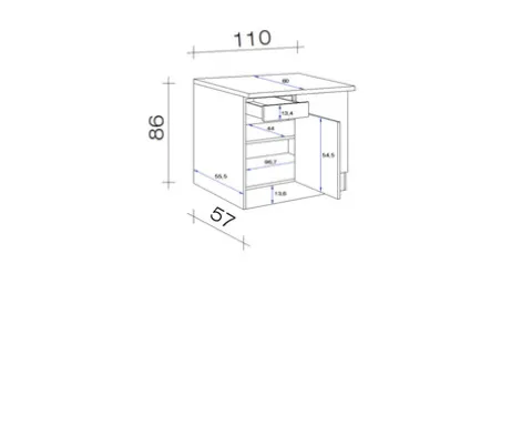 Flex Well Eckunterschrank Varo BxTxH 110 x 60 x 86 cm weiß matt zerlegt Anschlag reversibel 00010981