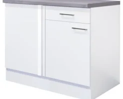 Flex Well Eckunterschrank Varo BxTxH 110 x 60 x 86 cm weiß matt zerlegt Anschlag reversibel 00010981