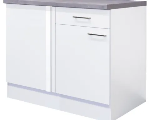 Flex Well Eckunterschrank Varo BxTxH 110 x 60 x 86 cm weiß matt zerlegt Anschlag reversibel 00010981