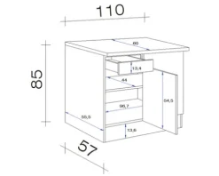 Flex Well Eckunterschrank Wito BxTxH 110 x 60 x 85 cm weiß matt zerlegt Anschlag reversibel 00006950