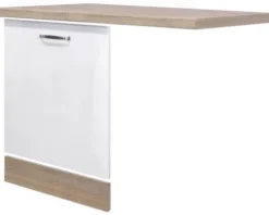 Flex Well Geschirrspülerblende inkl Sockelleiste und Arbeitsplatte Geschirrspülerblende für vollintegrierte Geschirrspüler Valero BxTxH 110 x 60 x 86 cm weiß hochglanz zerlegt Anschlag reversibel 00007833