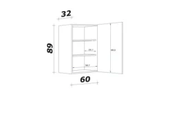 Flex Well Hängeschrank Cara BxTxH 60 x 32 x 89 cm eiche design matt zerlegt Anschlag reversibel 00012646