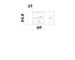 Flex Well Hängeschrank Cara BxTxH 60 x 32 x 54,8 cm eiche design matt zerlegt Anschlag reversibel 00012479
