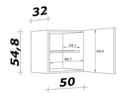 Flex Well Hängeschrank Lucca BxTxH 50 x 32 x 55 cm caledonia-beton-optik matt zerlegt Anschlag reversibel 00011394