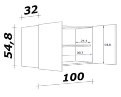 Flex Well Hängeschrank Lucca BxTxH 100 x 32 x 55 cm weiß matt zerlegt Anschlag links rechts 00010743