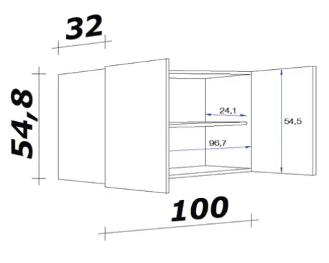 Flex Well Hängeschrank Lucca BxTxH 100 x 32 x 55 cm weiß matt zerlegt Anschlag links rechts 00010743