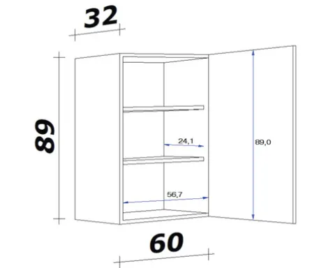 Flex Well Hängeschrank Lucca BxTxH 60 x 32 x 89 cm weiß matt zerlegt Anschlag reversibel 00011238