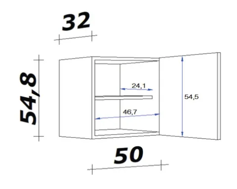 Flex Well Hängeschrank Lucca BxTxH 50 x 32 x 55 cm weiß matt zerlegt Anschlag reversibel 00010744