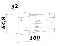 Flex Well Hängeschrank mit Glastür Samoa BxTxH 100 x 32 x 55 cm sonoma eiche matt zerlegt Anschlag links rechts 00007603