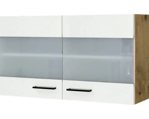 Flex Well Hängeschrank mit Glastür Vintea BxTxH 100 x 32 x 54,8 cm magnolienweiss matt zerlegt 00011661