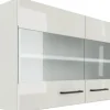 Flex Well Hängeschrank mit Glastür Lund BxTxH 100 x 32 x 54,8 cm lichtgrau glänzend zerlegt Anschlag reversibel 00012224