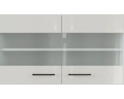 Flex Well Hängeschrank mit Glastür Lund BxTxH 100 x 32 x 54,8 cm lichtgrau glänzend zerlegt Anschlag reversibel 00012224