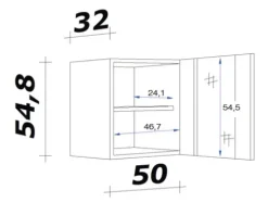 Flex Well Hängeschrank mit Glastür Wito BxTxH 50 x 32 x 55 cm weiß matt zerlegt Anschlag reversibel 00006946