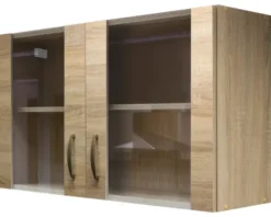 Flex Well Hängeschrank mit Glastür Oslo BxTxH 100 x 32 x 55 cm sonoma eiche matt zerlegt Anschlag links rechts 00010522