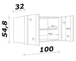 Flex Well Hängeschrank mit Glastür Oslo BxTxH 100 x 32 x 55 cm sonoma eiche matt zerlegt Anschlag links rechts 00010522