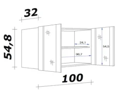 Flex Well Hängeschrank mit Glastür Wito BxTxH 100 x 32 x 55 cm weiß matt zerlegt Anschlag links rechts 00006947