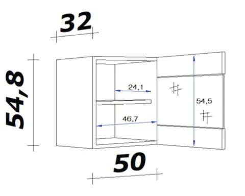 Flex Well Hängeschrank mit Glastür Santo BxTxH 50 x 32 x 55 cm anthrazit matt zerlegt Anschlag reversibel 00011037