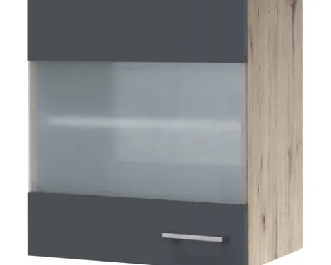 Flex Well Hängeschrank mit Glastür Tiago BxTxH 50 x 32 x 54,8 cm basaltgrau matt zerlegt Anschlag reversibel 00011706