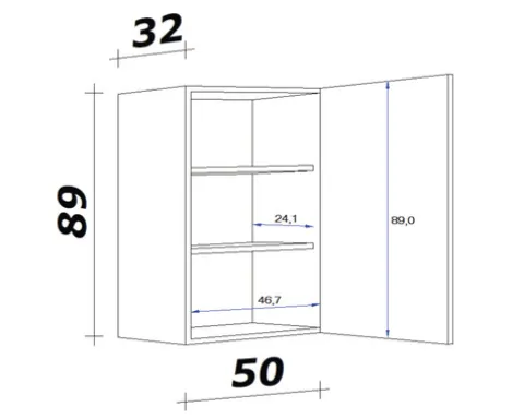 Flex Well Hängeschrank Nepal BxTxH 50 x 32 x 89 cm kaschmir glänzend zerlegt Anschlag reversibel 00007588