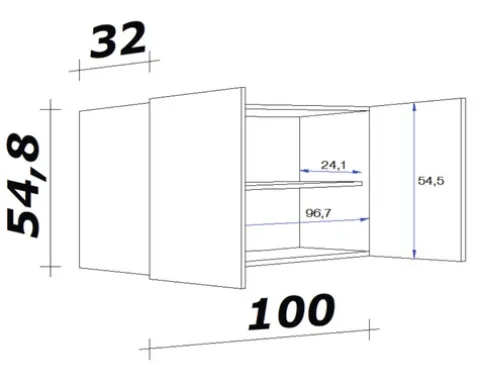 Flex Well Hängeschrank Oslo BxTxH 100 x 32 x 55 cm sonoma eiche matt zerlegt Anschlag links rechts 00010521