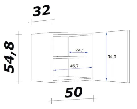 Flex Well Hängeschrank Speed BxTxH 50 x 32 x 55 cm weiß matt zerlegt Anschlag reversibel 00005351