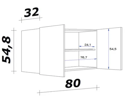 Flex Well Hängeschrank Tiago BxTxH 80 x 32 x 54,8 cm basaltgrau matt zerlegt 00011701