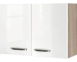 Flex Well Hängeschrank Valero BxTxH 80 x 32 x 55 cm weiß hochglanz zerlegt Anschlag links rechts 00007838