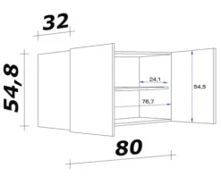Flex Well Hängeschrank Valero BxTxH 80 x 32 x 55 cm weiß hochglanz zerlegt Anschlag links rechts 00007838