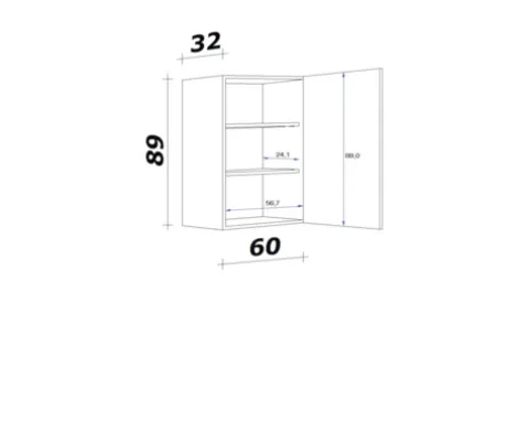 Flex Well Hängeschrank Wito BxTxH 60 x 32 x 89 cm weiß matt zerlegt Anschlag reversibel 00009504