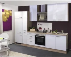 Flex Well Küchenzeile mit Geräten Valero 300 cm weiß hochglanz zerlegt Variante reversibel 00010085
