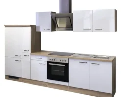 Flex Well Küchenzeile mit Geräten Valero 300 cm weiß hochglanz zerlegt Variante reversibel 00010052