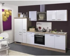 Flex Well Küchenzeile mit Geräten Valero 300 cm weiß hochglanz zerlegt Variante reversibel 00010052