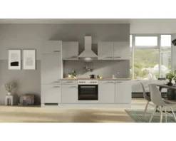 Flex Well Küchenzeile mit Geräten Lund 270 cm lichtgrau glänzend zerlegt Variante reversibel