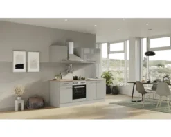 Flex Well Küchenzeile mit Geräten Lund 210 cm lichtgrau glänzend zerlegt Variante reversibel 00012697