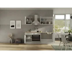 Flex Well Küchenzeile mit Geräten Lund 210 cm lichtgrau glänzend zerlegt Variante reversibel 00012697