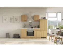 Flex Well Küchenzeile mit Geräten Nano 220 cm buche matt zerlegt Variante reversibel 00012355