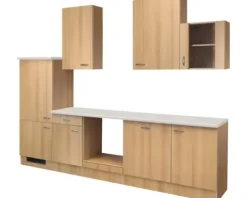 Flex Well Küchenzeile ohne Geräte Nano 280 cm buche matt zerlegt Variante reversibel 00009220