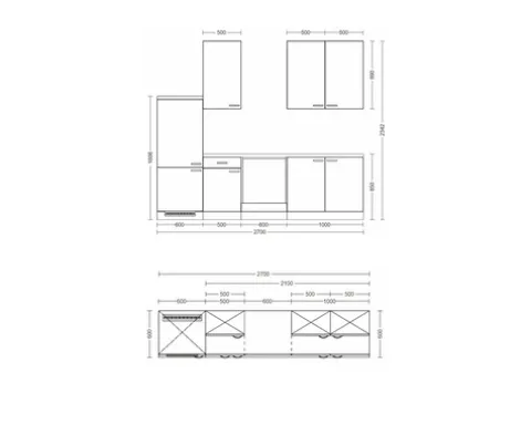 Flex Well Küchenzeile ohne Geräte Nano 270 cm buche matt zerlegt Variante reversibel 00009153