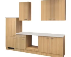 Flex Well Küchenzeile ohne Geräte Nano 270 cm buche matt zerlegt Variante reversibel 00009153