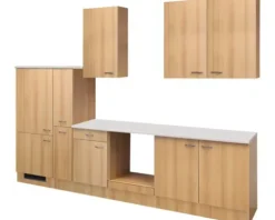 Flex Well Küchenzeile ohne Geräte Nano 300 cm buche matt zerlegt Variante reversibel 00010066