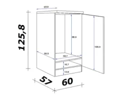 Flex Well Kühlumbauschrank für 88er Einbaukühlschrank Lucca BxTxH 60 x 60 x 126 cm weiß matt zerlegt Anschlag reversibel 00010742
