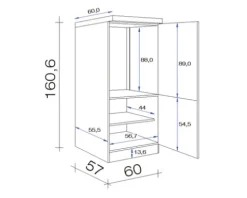 Flex Well Kühlumbauschrank für 88er Einbaukühlschrank Samoa BxTxH 60 x 60 x 161 cm weiß matt zerlegt Anschlag reversibel 00009483