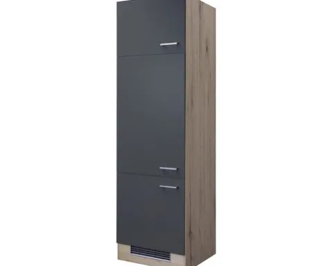 Flex Well Kühlumbauschrank für 88er Einbaukühlschrank Tiago BxTxH 60 x 57 x 200 cm basaltgrau matt zerlegt Anschlag reversibel 00011676