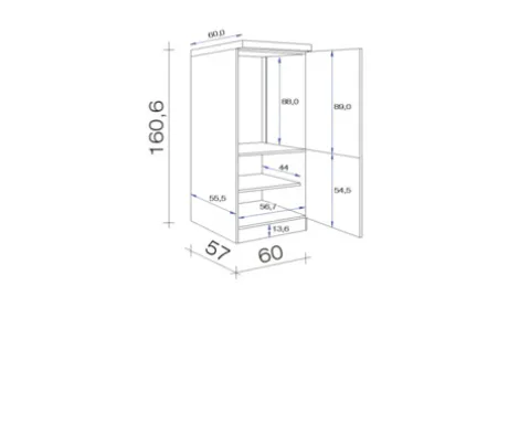Flex Well Kühlumbauschrank für 88er Einbaukühlschrank Wito BxTxH 60 x 60 x 161 cm weiß matt zerlegt Anschlag reversibel 00009501