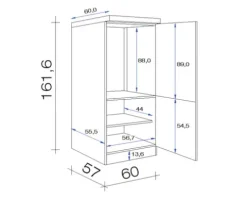 Flex Well Kühlumbauschrank für 88er Einbaukühlschrank Santo BxTxH 60 x 60 x 161 cm anthrazit matt zerlegt Anschlag reversibel 00011007