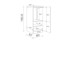 Flex Well Kühlumbauschrank für 88er Einbaukühlschrank Nano BxTxH 60 x 60 x 161 cm buche matt zerlegt Anschlag reversibel 00009500